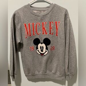 Disney Gray Crewneck Sweater with Red and Black Mickey Design
